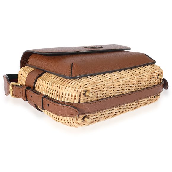 Gucci Brown Leather & Wicker Small Messenger Bag - Picture 6 of 7